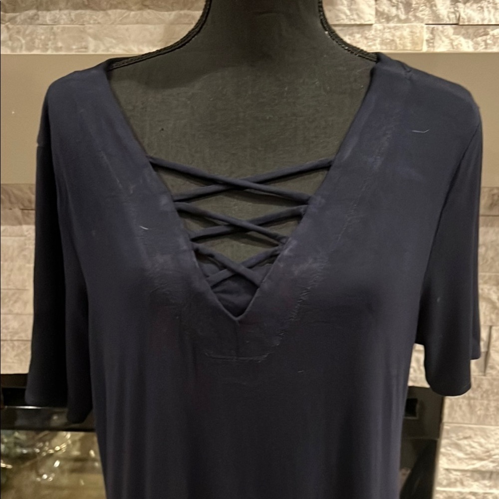 Philosophy Blue V-Neck Short Sleeve Maxi Dress size XL - Picture 2 of 7